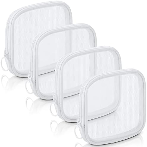 Weewooday 4Pcs Mesh Makeup Bag, White, Small, Classic by Weewooday