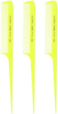 Allegro Combs 441 Rat Tail Combs Braiding Parting Fine Teeth Rattail Set For Hair Styling For Hair Coloring 3 Units (Neon Yellow) by AllegroCombs