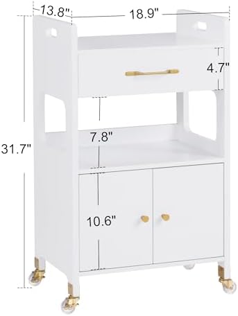 BarberPub Salon Trolley Cart with Magnetic Cabinet, Locking Wheels 2494 - Image 3