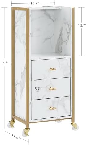 Salon Trolley Cart with Dryer Holders, Barber Rolling Trolley 2476 (White) - Image 6