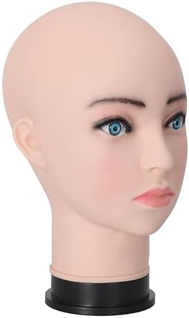 Bald Female Mannequin Head 21.6 Inches Big Head Circumference Makeup Training Head Wig Head Professional Cosmetology for Wig Making Hat Helmet Glasses Display Head Model with Clamp Stand - Image 4