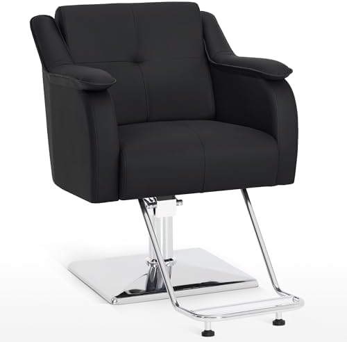 BarberPub Salon Styling Chair for Hair Stylist, Barbershop 9471 (Black) by BarberPub
