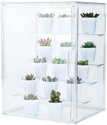 Mini Greenhouse Indoor Fourth Floor , Clear Acrylic Tabletop Greenhouse with Magnetic Door，Portable Small Plant Green House for Seed Starting, Plant Growing & Home Gardening Display - Image 6