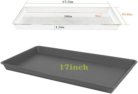 VUWEZ 2 Pack Plant Saucer Tray Rectangular, Plant Growing Nursery Trays, Heavy Sturdy Seed Starting Trays, Plant Starter Trays for Indoors No Holes, Seed Starter Growing Tray (17.5"x10.6", Gray) - Image 2