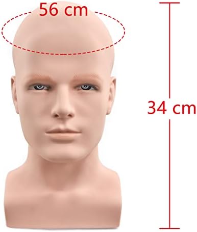FanLin Male Mannequin Head Professional Manikin Head for Display Wigs Hats Headphone Mask Sunglasses Jewelry and Scravat Display Stand (Skin color) - Image 2