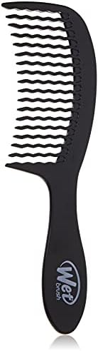 Wet Brush Detangling Comb, Black - Wide Tooth Hair Detangler with WaveTooth Design That Gently and Glides Through Tangles - Brush Throough Conditioner and Hair Masks - Gentle On Scalp and Pain-Free by WetBrush