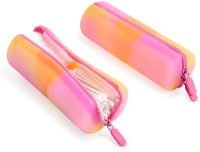Cotton Round Swab Travel Case, 2-in-1 Beauty Organizer, (Peach Sunrise) - Image 2