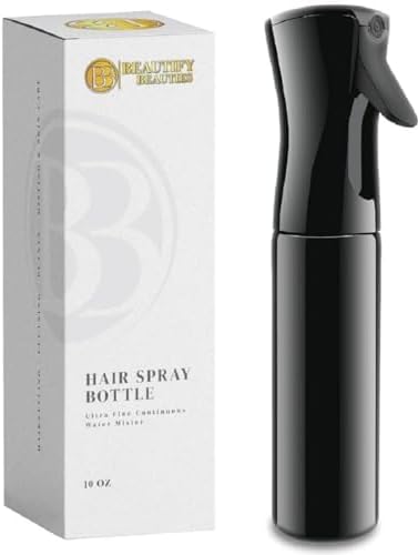 BeautifyBeauties Hair Spray Bottle – Ultra Fine Continuous Water Mister for Hairstyling, Cleaning, Plants, Misting & Skin Care (Black, 10.1 Ounces) by BeautifyBeauties