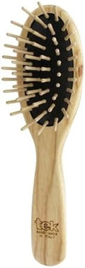 TEK | Oval Wooden Hair Brush with Short Pins in Natural Ash Wood, Ideal for Detangling, Styling and Daily Care of all Type of Hair | 17.5x4.7cm | Handmmade in Italy by Tek