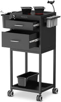 TASALON Wheeled Lockable Metal Salon Cart with Drawers & 2 Magnetic Bowls by TASALON