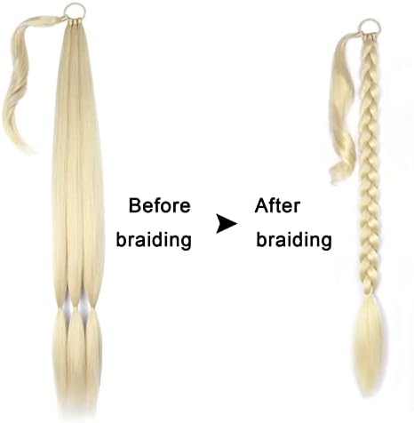 34'' Braided Ponytail Extension Natural Soft Synthetic Hair Piece for Women - Image 4
