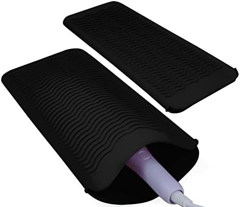 Silicone Heat Resistant Mat Pouch for Hair Straightener,Curling Iron, Black by Fouews