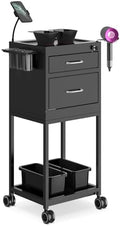 SalonDepot Salon Cart Lockable Metal Storage Trolley with Wheels Sturdy Rolling Work Station, High End Tool Organizer with 2 Magnetic Bowls for Hair Stylist, Tattoo, and Barber by SalonDepot