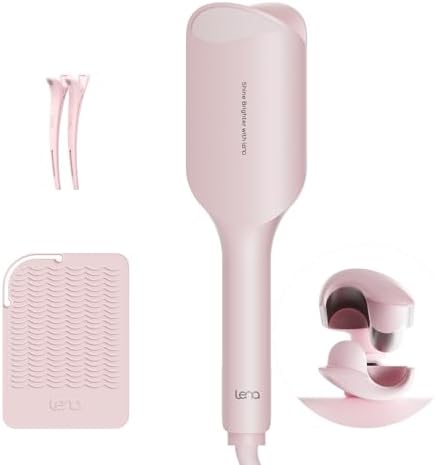 Waver Curling Iron Lena S12 Beach Waver Curling Wand, Hair Tool with 2 Barrels, Anti-Scald Protection, Adjustable Time & Temps, Dual Voltage, Titanium Coating for Effortless, Long-Lasting Waves by LENA