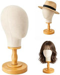 CHADWICK 21-Inch Linen Wig Head Stand with Wood Base, Beige by CHADWICK