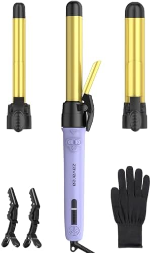 Rotating Automatic Curling Iron Set 3 Ceramic Barrels for Long Hair Waves by ZAVAREA