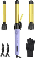Rotating Automatic Curling Iron Set 3 Ceramic Barrels for Long Hair Waves by ZAVAREA
