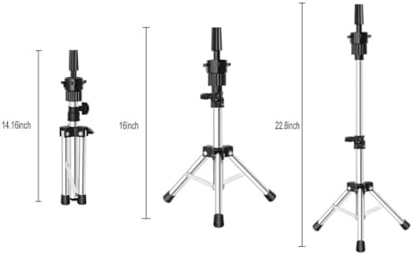 FUTAI Mini Adjustable Wig Stand Tripod Metal Holder for Mannequin Head Canvas Foam Head Hairdresser Practice Cosmetology Braiding Styling Salon Display - Image 4