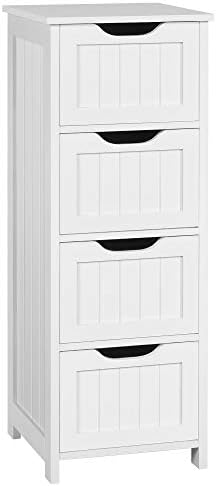 Yaheetech Bathroom Storage Cabinet, 12" W Slim 4-Drawer Design, White by Yaheetech