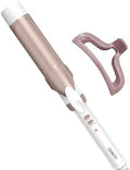 Conair Double Ceramic 1 ½-Inch Curling Iron with Claw Clip, 1 ½-Inch Barrel Creates Soft Waves, Hair Waver for Use on Medium & Long Hair, White/Rose Gold by conair