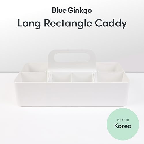 BLUE GINKGO Stackable Organizer Caddy, Long, White, Made in Korea - Image 2