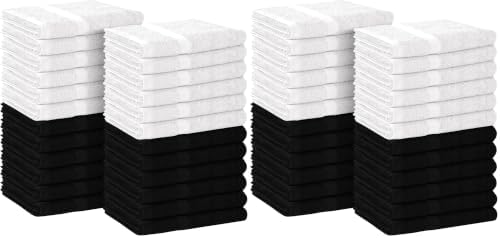 Avalon Towels Salon Towel - Black and White Hand Towels Bulk Pack of 48-100% Cotton Absorbent Spa, Facial & Gym Towel for Working Out - 16x27 Inches (Not Bleach Proof) by AvalonTowels