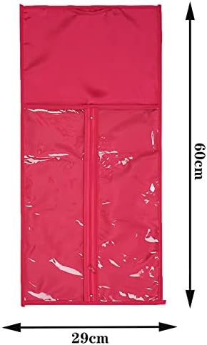 2 Packs Satin Wig Bags Storage with Hangers (23.6in x 11.4in,Rose red #1) - Image 3
