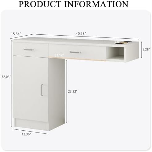4ever2buy White Salon Stations for Hair Stylist, Wall Mount Barber Station - Image 2