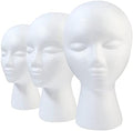 GliSun 3 Pcs Foam Wig Head, Styrofoam Mannequin Head with Female Face for Multipurpose Wigs Display Stand, Model, Mask, Hat Display Stand, Art Work Painting by GliSun