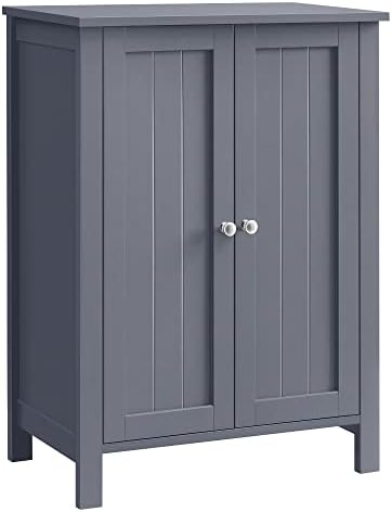 VASAGLE Bathroom Floor Storage Cabinet, 2 Adjustable Shelves,Slate Gray by VASAGLEbySONGMICSHOME