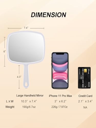 Gladmart 10.3" L x 7.4" W Hand Mirror for Home and Barber, White - Image 3