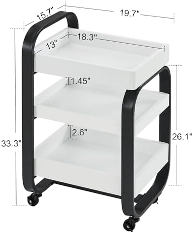 BarberPub 3-Tier Salon Trolley Cart with Locking Wheels Black 2085 - Image 3