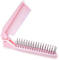 RHOS Portable Travel Mini Hair Brush - Compact Foldable Double-Headed Detangling Comb for Purse, Bags - Pocket-Size for Women and Girls (Pink) by RHOS