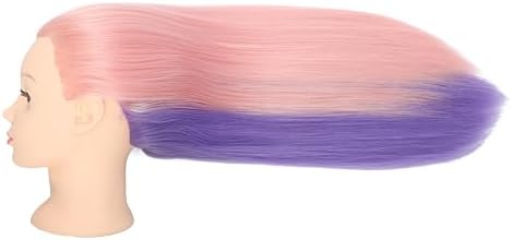 26"-28" Mannequin Head Styling Mannequin Head for Hair Styling and Free Table Stand Training Head Manikin Cosmetology Doll Head with Long Fiber Hair Hairdresser Practice Head for Stylist (Pink purple) - Image 4