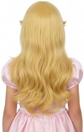 Girls Blonde Curly Princess Wig Long Golden Wig with Crown,Ear Clips,Brooch Earrings for Halloween Cosplay Wigs (Blonde) - Image 3