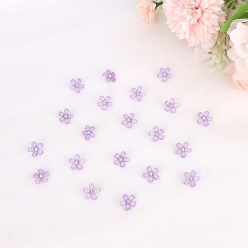 YISSION Light Purple Mini Flower Hair Clips for Women & Girls, 20Pcs Floral Hair Barrettes with Crystal, Elegant Hair Accessories for Wedding Prom Party Daily Hairstyling - Image 7