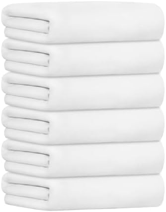 JML Bath Towels with Hanging Loop, White, 30" x 60", 6 Pack by JML
