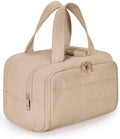 BAGSMART Travel Toiletry Bag, Puffy Toiletry Bag for Women, Wide-open toiletry bags for traveling, Large Travel Cosmetic Makeup Bag Organizer for Accessories,Toiletrie (Khaki) by BAGSMART