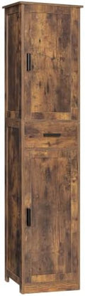 usikey 67'' Tall Storage Cabinet with Adjustable Shelves & 2 Doors, Bathroom Cabinet with 1 Drawer, Narrow Tall Cabinets for Living Room, Home Office, Rustic Brown by USIKEY
