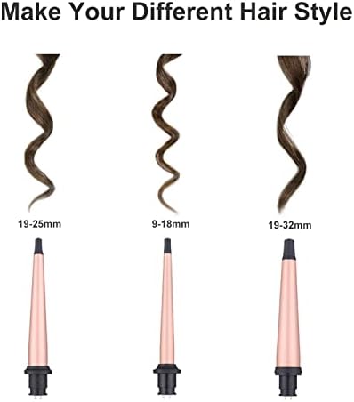 JAETON Curling Iron Wand Set 3 in 1 with 0.35"-1.25" Ceramic Barrels - Image 3