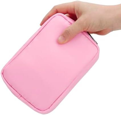E-Tree Cute Small Makeup Bag, Cosmetic Toiletry Skin Care Make up Little Items Pouch for Purse,Zipper Mini Tech Charger Cable Electronic Organizer Case,Travel Accessories,Pink - Image 2