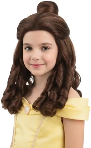 Brown Wig for Kids Girls Long Curly Belle Wig Princess Cosplay Wig Halloween Cosplay Wigs (Dark Brown) - Image 2
