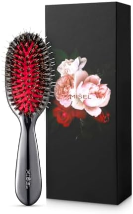 MISEL Professional Boar Bristle Hair Brush for Women and Men | Detangles All Natural Hair Types and Extensions | Reduces Breakage | Great for Wavy and Straight Hair | Salon-Approved | Small by MI%C5%A0EL