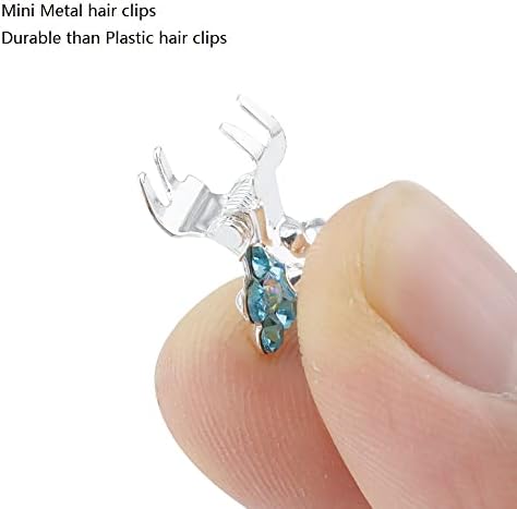 Mini Claw Clips with No-Slip Grip - Glitter and Rhinestone Hair Accessories in Mixed Colors, Metal Clamps for Girls and Women (Silver-13Colors) - Image 3