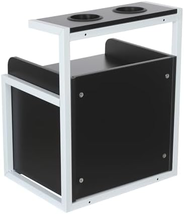 Salon Wall Cabinet with 2 Drawers, Wall Mounted Salon Storage Organizer with Hair Dryer Holder, Hair Station for Beauty Spa Barbershop (Black+ Silver) - Image 6