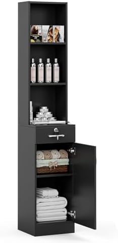 Wall Mount Salon Stations for Hair Stylist, Hair Salon Storage Cabinet, Beauty Barber Station with Lockable Drawer, Shelves, Storage Cabinet, Black - Image 7