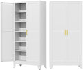 75" Metal Garage Storage Cabinet with 2 Doors and 5 Adjustable Shelves,Metal Storage Cabinets,Steel Tool Cabinets for Home,Office,Garage,Warehouse (White, 75''H x 36''W x 18''D) by AUEYTVR