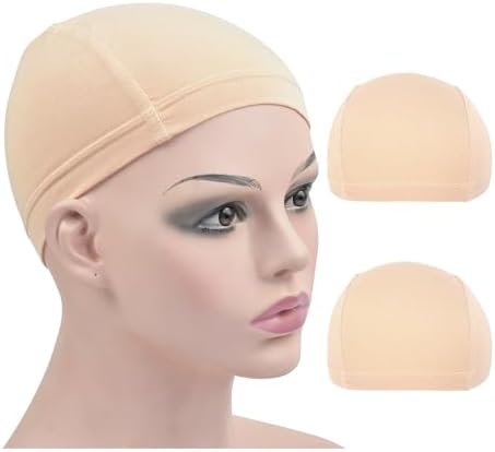 2 Pcs Wig Caps Bamboo Fiber Wig Cap Elastic Breathable Wigs Grip Cap Wig Liner Cap (Beige) by YTBYT