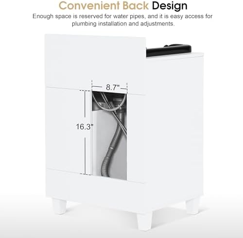 BarberPub Barber Storage Shampoo Station with Bowl & Cabinet 7131 (White) - Image 6