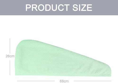 MaopaoBeauty 2 Pack Microfiber Hair Towel Wrap for Women, Super Absorbent Quick Dry Hair Turban for All Hair Style, Large Hair Drying Towel with Button, Green - Image 4